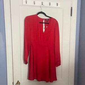 Express Bold Red Long Sleeve Dress
